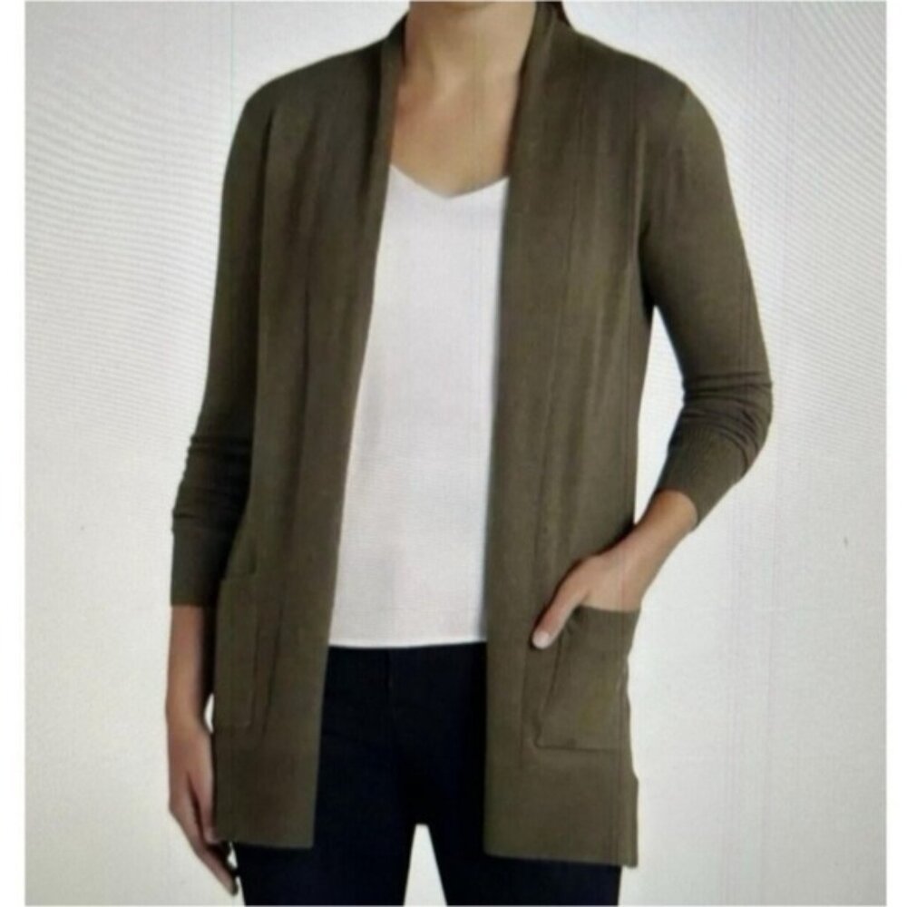 Pink Clover Penton Open Front Cardigan Sweater Size XS New Army Green Layering